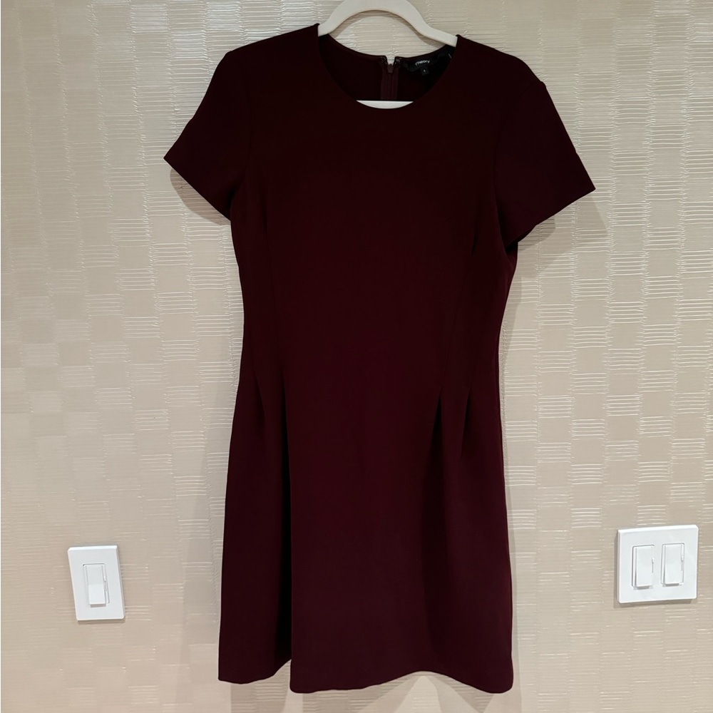 Theory modern shift dress admiral crepe cap sleeve deep mulberry